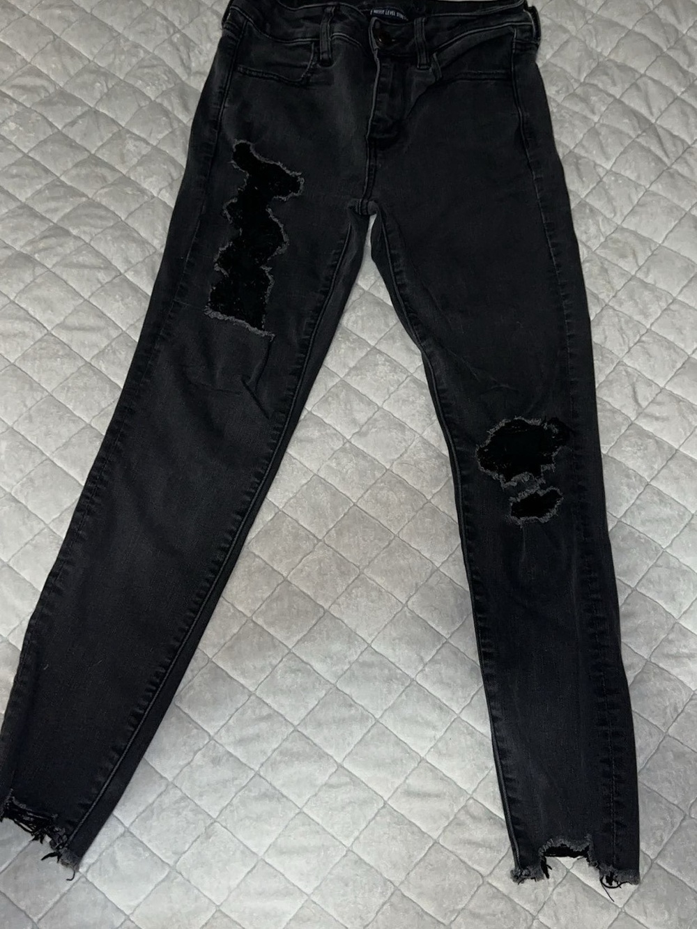 American Eagle Outfitters Black Distressed Skinny Jeans